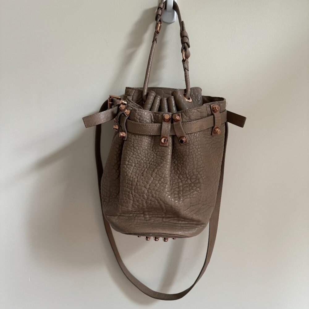 Alexander Wang Diego Bucket Bag Latte Leather Rose Gold Hardware w/ Dust Bag